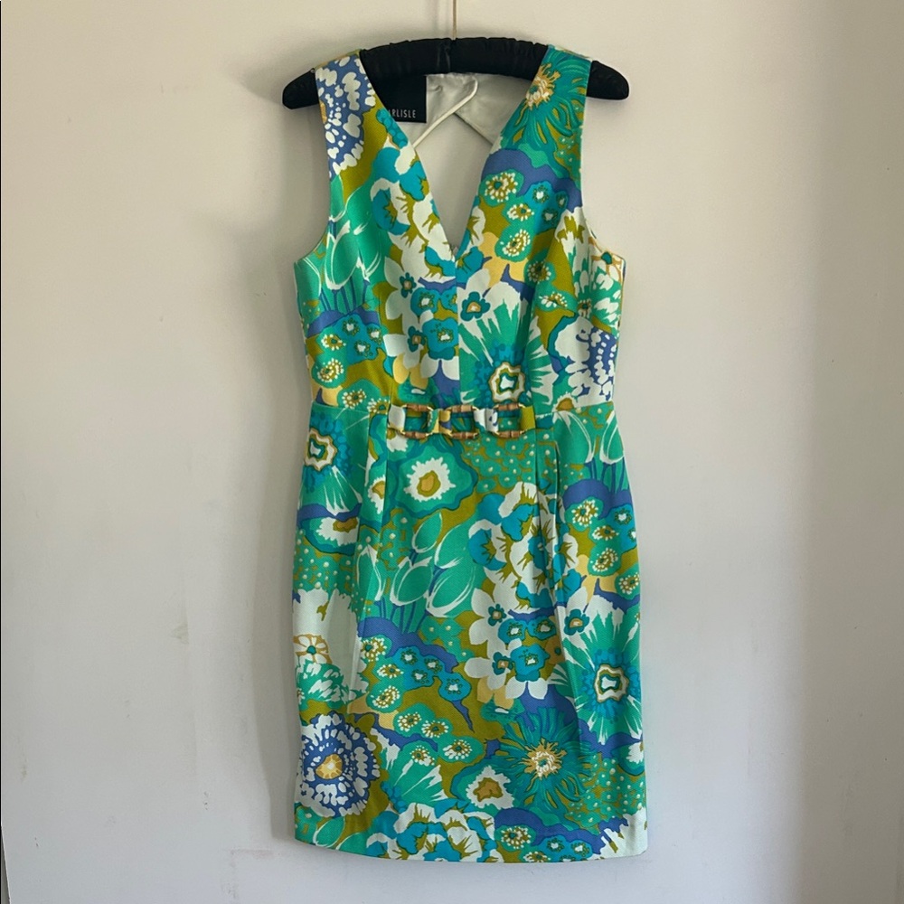 Carlisle NY “Lily Style” Cotton Pique Dress, Aqua, Blues, Bamboo Accents